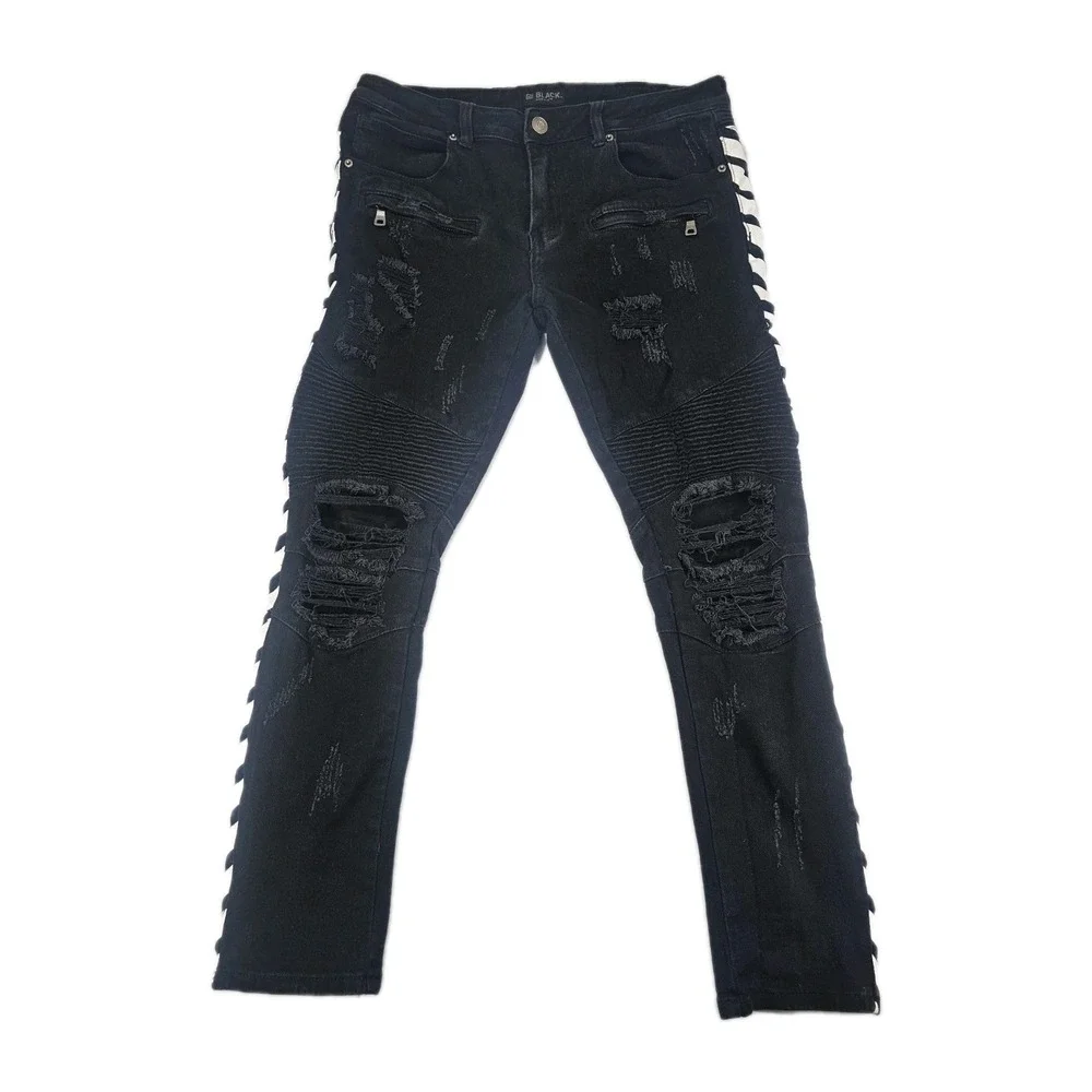 CJ Black Premium Skinny Flex Jeans Mens Size 32x30 Distressed Striped Pants